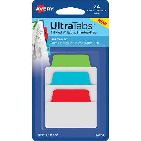 AVERY Tabs, Ultra, 2"", Primary, 24Pk AVE74754